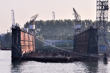 Image showing empty Shipyard floating dry dock