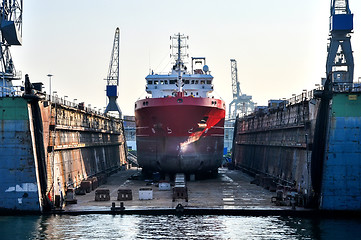 Image showing ship in a floating dock