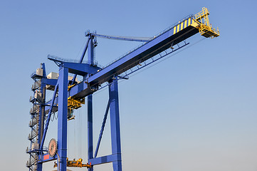 Image showing sea cargo port large cranes