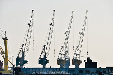 Image showing sea cargo port large cranes