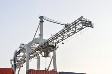 Image showing sea cargo port large cranes