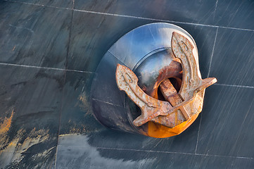 Image showing large anchor on board  ship