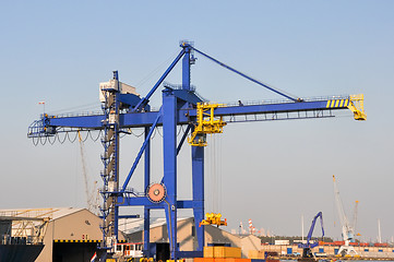 Image showing sea cargo port large cranes