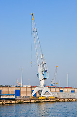 Image showing sea cargo port large cranes