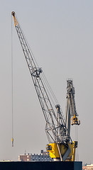 Image showing sea cargo port large cranes