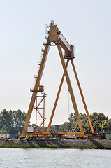 Image showing sea cargo port large cranes