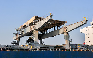 Image showing sea cargo port large cranes