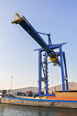 Image showing sea cargo port large cranes