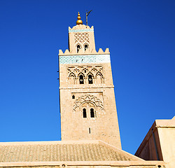 Image showing history in maroc africa  minaret religion and the blue     sky