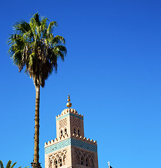 Image showing history in maroc africa  minaret religion and the blue     sky