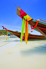 Image showing asia   the  kho tao bay isle white  beach    china sea anchor