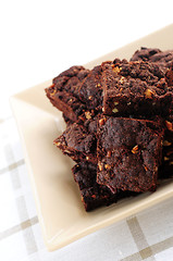 Image showing Homemade chocolate brownies