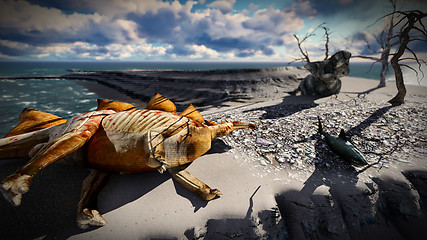 Image showing Dead dinosaurs on island