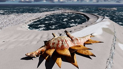 Image showing Dead dinosaurs on island