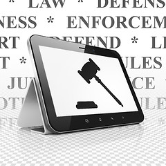 Image showing Law concept: Tablet Computer with Gavel on display