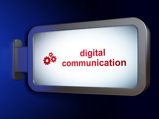 Image showing Information concept: Digital Communication and Gears on billboard background