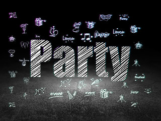 Image showing Holiday concept: Party in grunge dark room