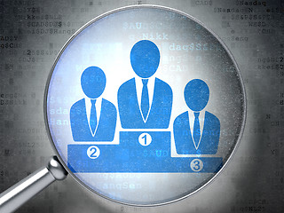 Image showing News concept: Business Team with optical glass on digital background