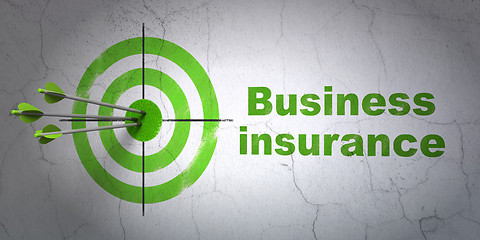 Image showing Insurance concept: target and Business Insurance on wall background