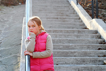 Image showing Girl child stairs