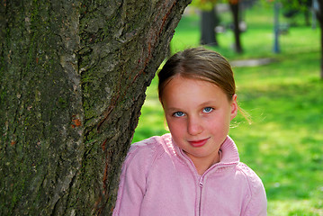 Image showing Girl and big tree