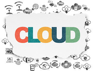 Image showing Cloud computing concept: Cloud on Torn Paper background