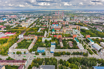 Image showing Aerial view with office and residential buildings