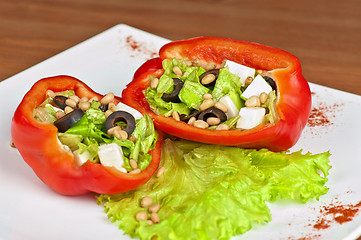 Image showing Stuffed peppers roasted with feta cheese 