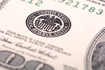 Image showing American green dollar money detail and close-up.