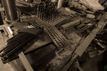 Image showing The workshop table tools