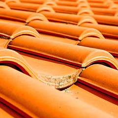 Image showing old roof in italy the line and texture of diagonal architecture