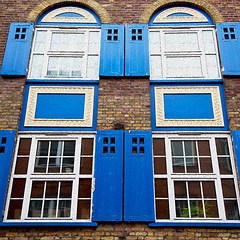 Image showing old window in europe london  red brick wall     and      histori