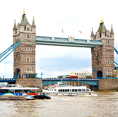 Image showing london tower in england old bridge and the cloudy sky