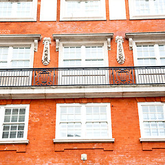 Image showing window in europe london old red brick wall and      historical 