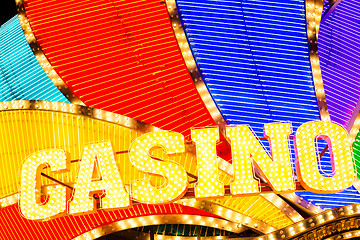 Image showing Neon casino sign lit up at night