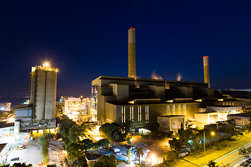 Image showing Cement Plant at night