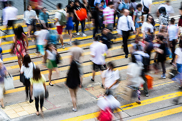 Image showing Overhead View Of Commuters Crossing Busy Hong Kong Street