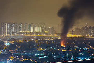 Image showing Fire accident with strong smoke