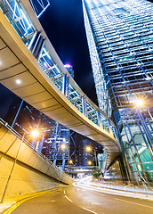 Image showing Hong Kong financial district with busy traffic at night