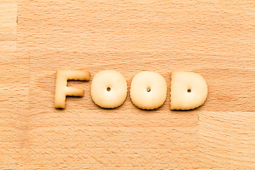 Image showing Word food cookie over the wooden background