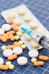 Image showing Drugs and injection syringe