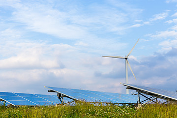 Image showing Wind turbine and solar panel