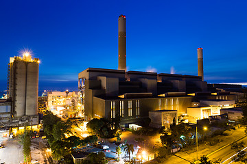 Image showing Cement plant at night