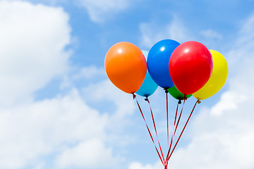 Image showing Color balloons wth blue sky