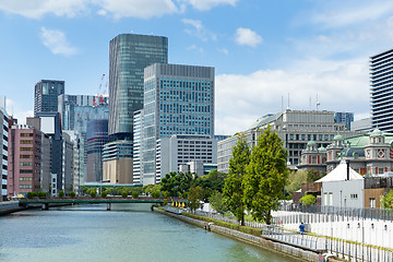 Image showing Osaka downtown skyline 
