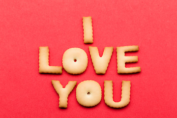 Image showing I Love You Cookie over the red background