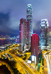 Image showing Modern office building in Hong Kong at night