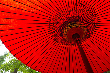 Image showing Traditional paper red umbrella