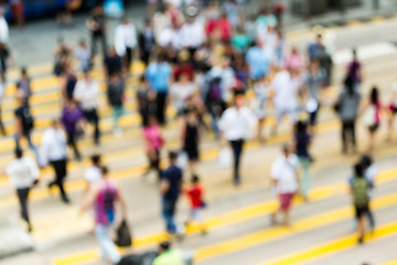 Image showing Busy city people on zebra crossing street in Hong Kong