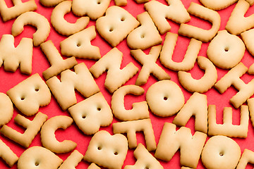 Image showing Word biscuit over red background